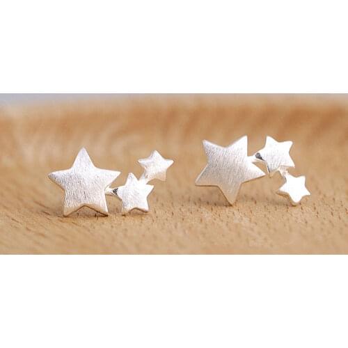 Huitan New Simple Star Stud Earrings For Women Matte Design Stylish Girl Accessories Versatile Fashion Jewelry Hot Drop Shipping