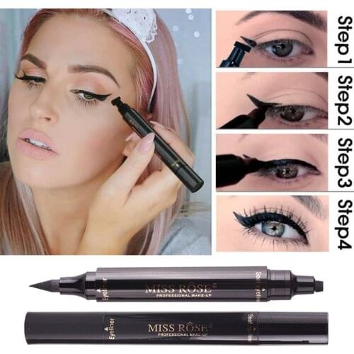 2 In1 Eyeliner Stamp Liquid Eyeliner Pencil Waterproof Quick Dry EyelinerMakeup Stamps Seal Pen Stamp Eyeliner Pencil