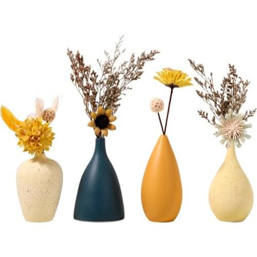 Nordic Ceramic Flower Vase With Dried Flowers Set Home Decor For Living Room Desk Creative Flower Pot Flowers Wedding Decoration