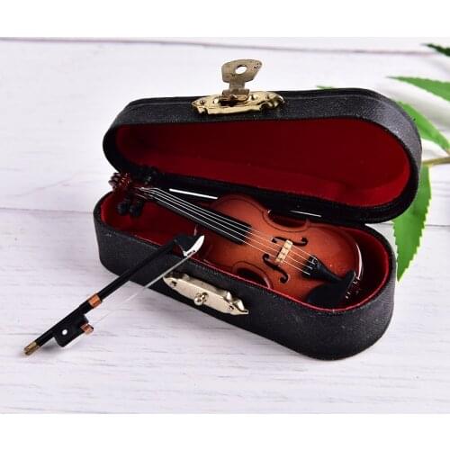 8cm Collection Decorative Ornaments Model Decoration Gifts With Support Miniature Musical Instruments Mini Violin Wooden