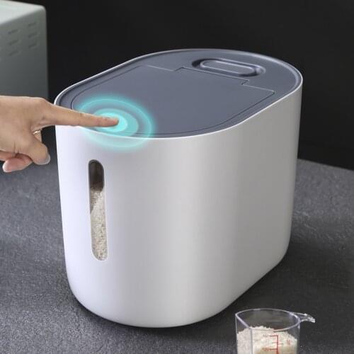 10KG Korean Rice Bucket Household Moisture-Proof Sealed Grains Box Plastic Push-Type Rice Storage Box Container Tank