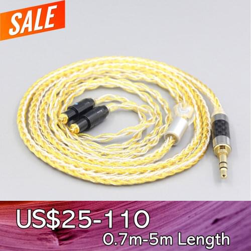LN007304 8 Core OCC Silver Gold Plated Braided Earphone Cable For Shure SRH1540 SRH1840 SRH1440 Headphone