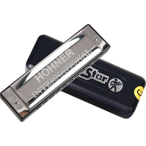 International Hohner Harmonica Silver Star 10 Holes Gaita Diatonic key C Blues Jazz band mouth organ Instrumentos musicais harp
