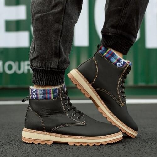 YEINSHAARS Men Boots Winter Shoes Men Waterproof Snow Boots With Warm Plush Winter Footwear Male Casual Boots Sneakers Big Size