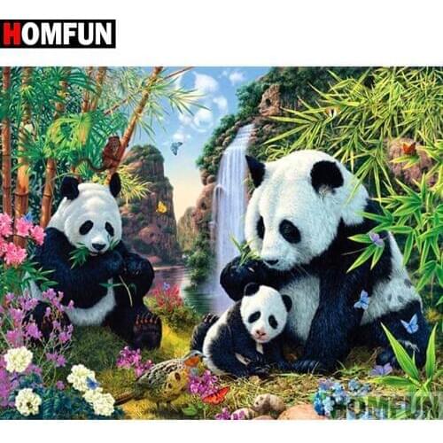 HOMFUN 3D Diamond Painting "Animal panda" DIY Full Rhinestones Drill Cross-stitch Kits Square Round Diamond Embroidery A19782