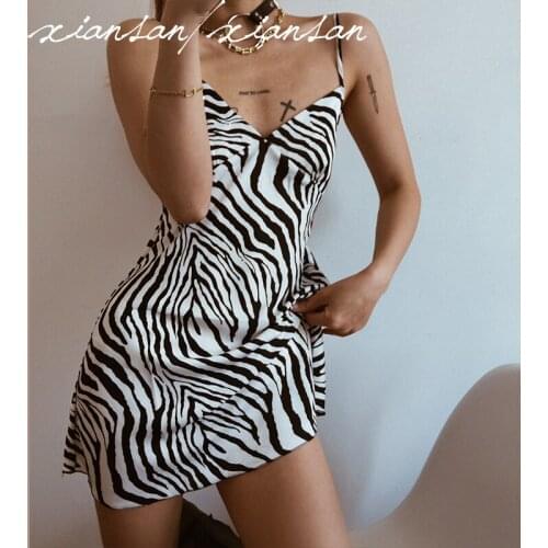 SP&CITY Ins Hot Sexy Nightdress Milk Silk Soft Breathable Zebra Nightgown Satin V-neck Vest Skirt Sleepwear Intimate Accessories