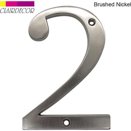 House Number 101mm Flush Mount Brushed Nickel Metal Number Door Address Number Zinc Alloy Screw Mounted Outdoor Address Sign #2