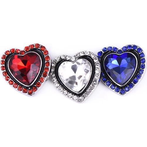 New KZ1449 Fashion Colorful Hearts rhinestone Beauty 20MM snap buttons fit DIY 18MM snap bracelet snap jewelry Christmas