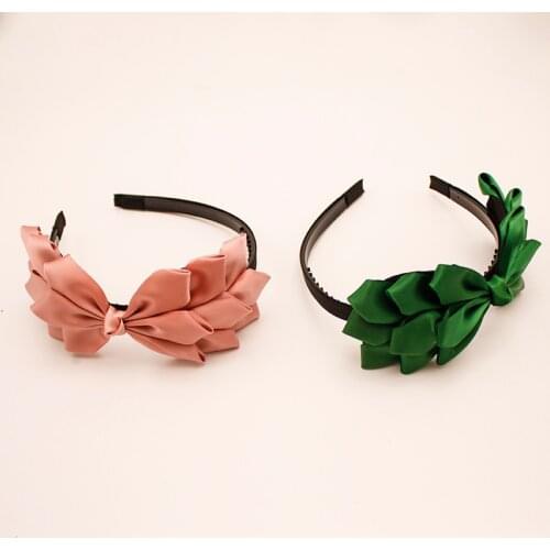 New Vintage Fashion Pure Color Phoenix Tail Bow Hair Band for Women Girls Handmade Headband Hair Hoop Female Hair Accessories