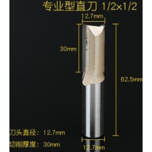 1/2" Shank 1/2" Cutting Dia Double Flutes Straight Router Bit Tool