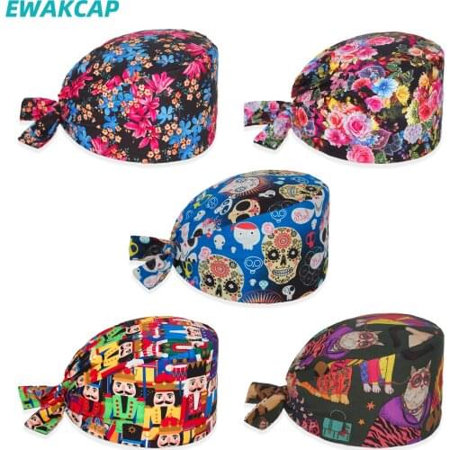 Wholesale Unisex Scrub Cap High Quality 100% Cotton Adjustable Nursing Caps Beauty Salon Pet Dental Clinic Working Scrubs Hat