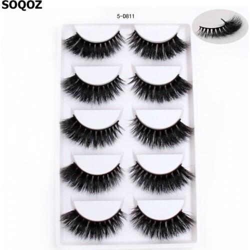 SOQOZ Eyelashes 3D Mink Eyelashes Luxury Handmade Mink Lashes Natural Long Eye Lashes Fluffy False Lash Eye 5 pairs D811 cosmeti