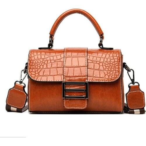 New Alligator Wide Strap Leather Lady Shoulder Portable Messenger Bag Sac Femme Designer Crossbody Bags Purses And Handbags