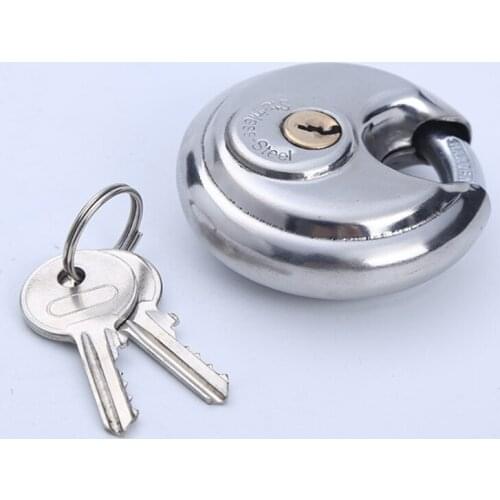 Stainless Steel Shrouded Shackle Discus Padlock with 2 Keys Pure Copper Lock Cylinder Reliable&safe for Indoor Outdoor