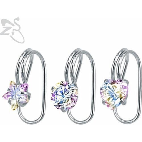 Star Crystal Stone Ear Clip Without Piercing Surgical Steel Ear Clip On Earrings CZ Zircon Ear Cuff Earrings Clips Accessories