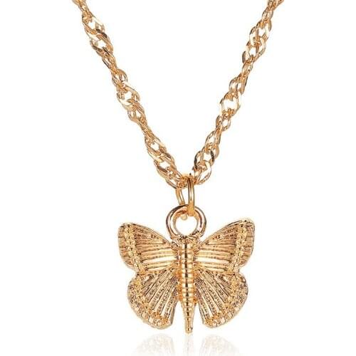 8SEASONS Fashion Butterfly Series Necklace For Women Acessories Gold Color Butterfly Animal Charms 47cm long, 1 PC