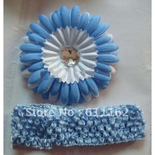 100pcs double-color daisies Gerber With Headband baby hair bows girls hair clips flowers Flower