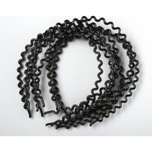 12pcs/lot Unisex Black Wavy Hairbands Sport Hair Hoop Plastic Headbands Light Hair Bands For Girls GHB050