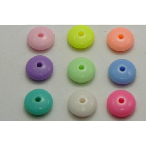 200 Mixed Pastel Color Acrylic Flat Round disc Beads 10X4mm Spacer