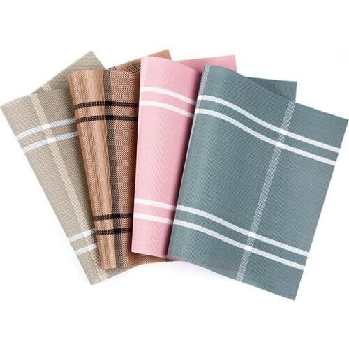 30x45cm Vinyl Grid Table Placemats Stain Resistant Non-slip Geometric Plate Coaster Pad Washable Stylish PVC Table Mats