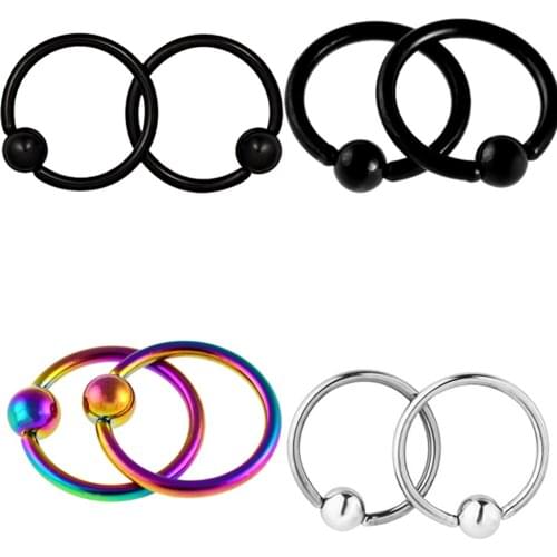 4 Pairs Captive Bead Closure 16g Nose Ear Helix Tragus Lip Ring Stainless Steel Hoop Body Piercing Studs Jewelry