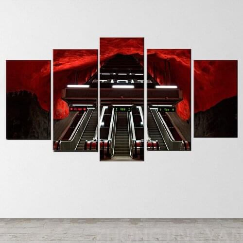 5 pieces Wall Art Picture Gift Subway Station of Stockholm Home Decoration Canvas Print painting beautiful for living room print