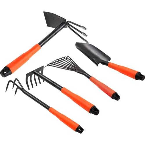5 Pieces Portable Garden Tool Gardener Gift Hand Trowel Double Hoe 3 Prongs Cultivator Weeding Transplanting Planting Pruning