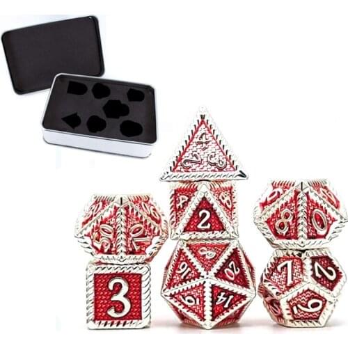 7Pcs/Set Multi-faceted Number Color Metal Dice with Box Party Family DIY Games Engraving Educational Toys Accessaries