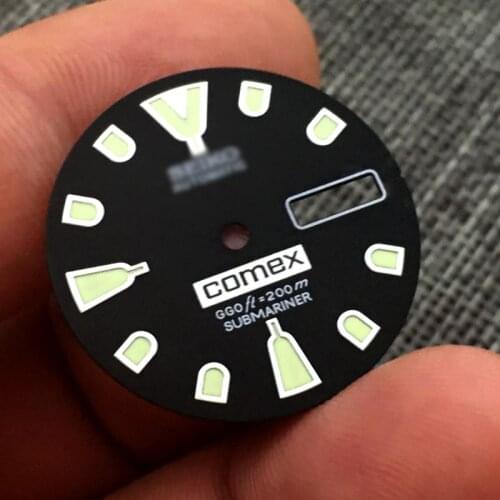 Watch Accessories Literal Dial Is Suitable For Seiko Nh36 Movement Double Calendar Window C3 Green Luminous Modified Dial