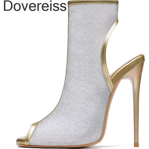 Summer Women Clear Heels Sandals Fashion Sexy New Peep Toe Pink Silver Yellow Party Shoes Stilettos Heels Cool Boots 34-47
