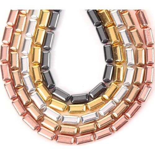 4*8mm 50pcs Natural Square Hematite Stone Beads Loose Spacer Beads Gallstone For Jewelry Making Diy Necklace Bracelet Accessory