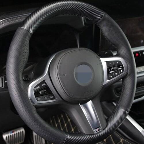 Car Steering Wheel Cover Soft Black Carbon Fiber Leather For BMW M Sport G30 G31 G32 G20 G21 G14 G15 G16 X3 G01 X4 G02 X5 G05