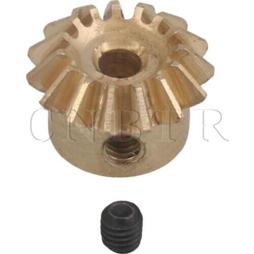 CNBTR 3mm Hole 15T 0.8 Module Motor Copper Tapered Bevel Gear Wheel Top Screw