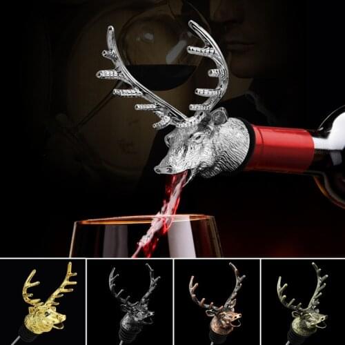 Deer Head Wine Pourer Jagermeister Wine Mouth Decanter Shaker Dinning Bar Tools Zinc Alloy Material Electroplating Craft Retro