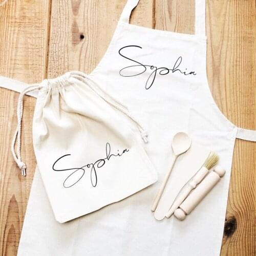 Custom Kids Apron Baking Set,Little Bakery,Printed With Name And Date,Little Chef,Personalized Queen of the kitchen for Children