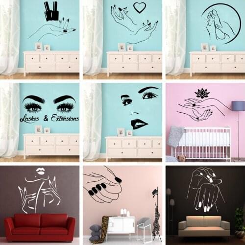Elegant Beauty Salon Decor Nail Salon Vinyl Wall Sticker For Girls Room Decoration Decal Wall Art Mural Stickers On The Wall