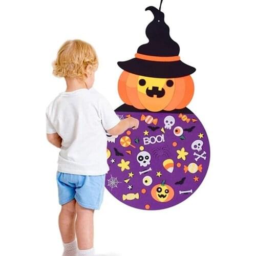 DIY Halloween Felt Pumpkin Witch Home Party Decoration Felt Ornaments Wall Hanging Craft Kids Halloween Party Supplies