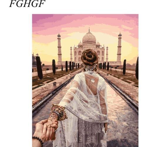 FGHGF Frameless Landscape Abstract Lover DIY Digital Oil Painting By Numbers Kits Wedding Home Decor For Living Room Living