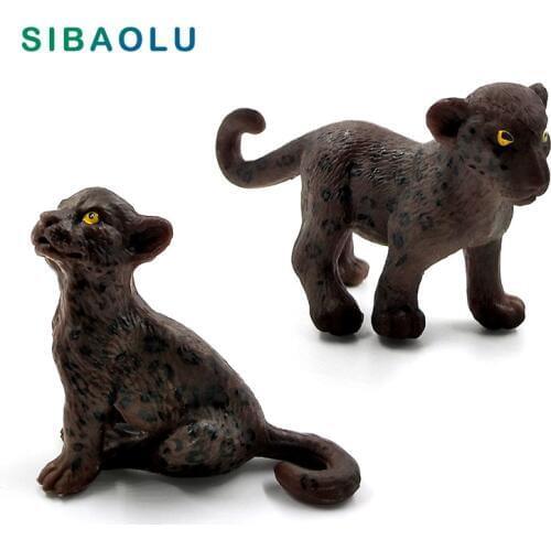 Simulation cute Baby Black Leopard figurine Cheetah animal Model home decor miniature fairy garden decoration accessories modern
