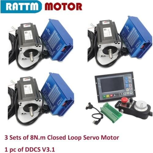 【EU】CNC Controller Kit 3 x 8N.m Nema 34 Closed loop servo Stepper motor 1230oz-in 6A 2-Phase & HSS86 Driver & DDCS V3.1