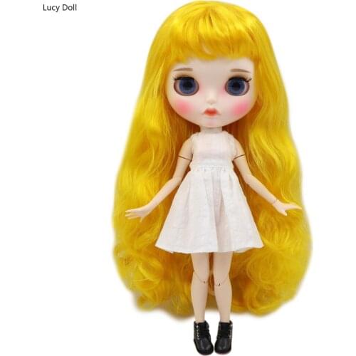 ICY Factory Blythee Doll 1/6 Bjd White Skin Joint Body Yellow Hair Matte Face With Eyebrow Custom Doll 30cm