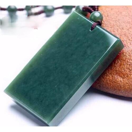 Hot Selling NaturalMen Women Hand-Carved Jewelry Jade Square Pendant Necklace Fashion Jewelry Men Gifts