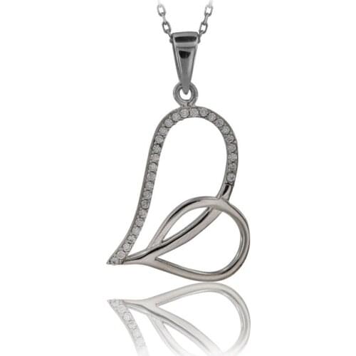 Love Necklace 925 Sterling Silver Love Charm Double Heart