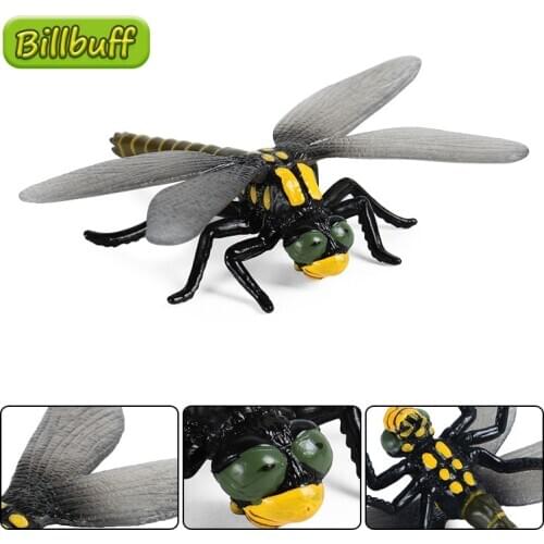 Mini DIY Simulation Insects Animal PVC Dragonfly Action Figures Collection Miniature Cognition Educational Toy for Children Gift