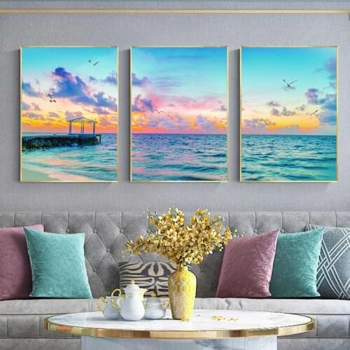 Sea Indoor Decoration Sky Clouds Posters Bridge Canvas Painting Wall Art Pictures For Living Room Modern Home Decor Landscape