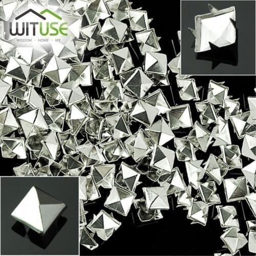 Cheap 1000 100pcs 10mm Pyramid Studs Rivets Spike Nailheads Punk Rock Leathercraft DIY Clothes Bag Shoes Belt Apparel Accessory
