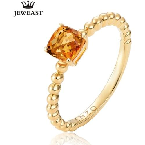 ENZO Natural Citrine 18K Pure Gold 2020 New Hot Selling Top Ring Women Heart Shape Ring For Ladies Woman Genuine Jewelry