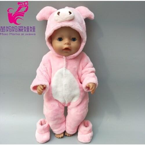New Arrival 38cm Doll Clothes for 40cm Baby Doll Boy Clothes Pants Pink Pig Clothes Set for 17 Inch Bebe Doll Pajama Set