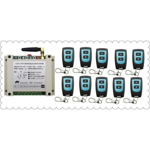 New AC220V 250V 380V 30A 2CH RFRadio Controller RF Wireless Relay Remote Control Switch 315 MHZ 433 MHZ 10 Transmitter+1 Receive