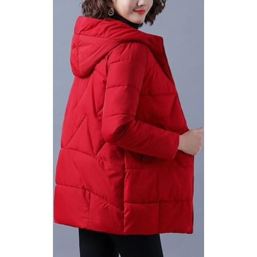 Cotton Padded Clothes Womens Clothing 2021 Winter Middle Long Korean New Loose Thickened Fashion Hooded Zippers Manteau Femme
